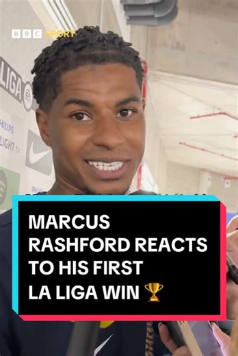 Marcus Rashford reacts to his first La Liga win with Barcelona 🏆 #MarcusRashford #LaLiga #Barcelona
