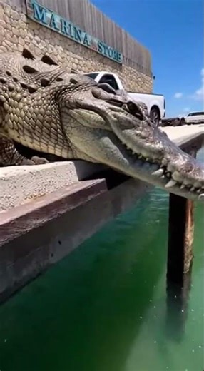 Massive Crocodile at Marina 🐊 Giant Predator Walks Past Tourists