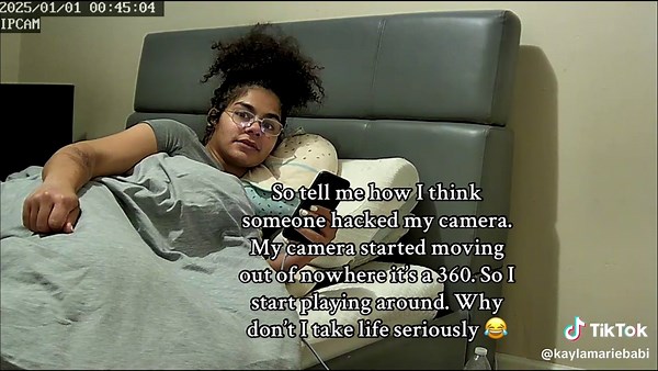 I’m so unserious. Mind you my camera does not move unless there’s major motion. It’s a 360 bulb so it goes all the way around and I don’t know where my camera starts moving but in ways that I wasn’t even moving yeah I think someone hacked my camera.😂#spiritualog #fyp #GODSCHILD #viral #foryoupage