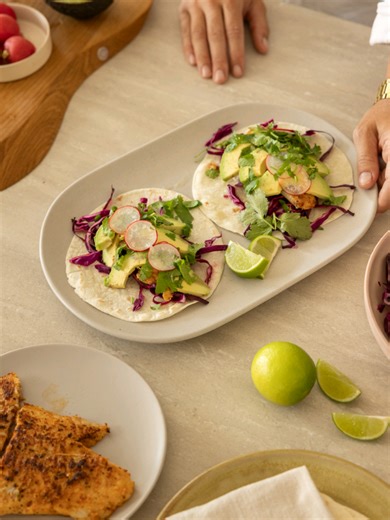 Fish tacos and a kitchen that does it all 🐠 With its relaxed coastal palette and inviting layout, this space makes everyday cooking feel special. #kaboodlekitchen #kaboodle #youmadeit #fishtacos