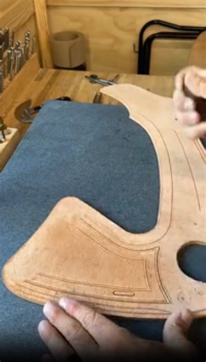 Handcrafted leather stamping in progress