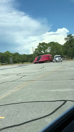 Hauling a 46’ Skater Boat on the tilt trailer. Dropped at Emerald Coast Marine. #boats #boatsoftiktok #powerboat #haulingboats #truckerslife