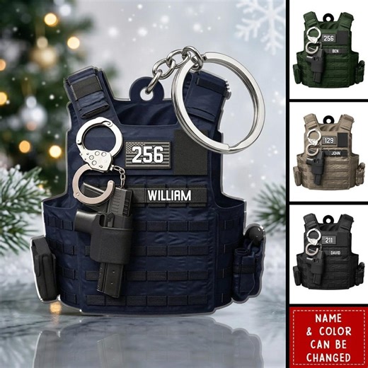 Personalized Police Vest Keychain Custom Name & Badge Number, Law Enforcement Officer Gift, Police Academy Graduation, Deputy Sheriff Gift - Etsy