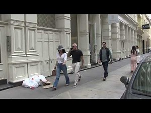 Jeff Bezos looking RIPPED as he walks in Soho with his girlfriend Lauren Sanchez.