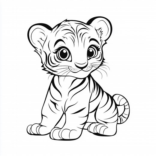 Baby Tiger Coloring Page for Preschoolers (digital Download PDF) - Etsy