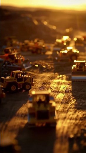 Tiny Titans: Miniature Construction Vehicles at Golden Hour 🌅