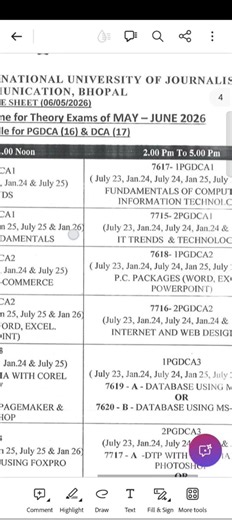 DCA/PGDCA Time Table 2026 जारी 😱