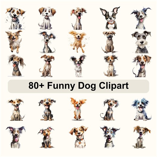 Funny Dog Clipart Bundle | Quirky Dogs PNG Pack • Whimsical Dog Breeds Clipart T-shirt Design | Printable Dog Art, Digital Commercial Use - Etsy