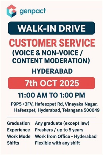 Genpact Walk-In Interview2025| Work FromOffice|Voice& Non-Voice|Freshers Jobs|#walkindrive#trending