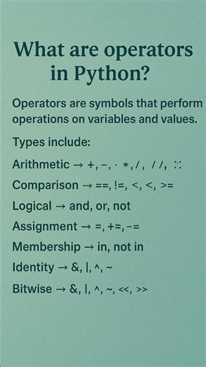 Python Interview Question 6: Operators Explained #python #interview #trending #viralshorts #coding