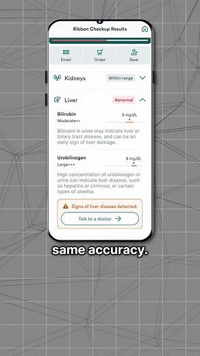 Ignoring your liver health is risky 🚨 Here's the shocking truth: By the time you feel symptoms, your liver function may already be reduced by 70%. In just 2 minutes, Ribbon Checkup's easy-to-use urine test strips check for 10 vital health marker including liver health indicators that could signal issues before symptoms appear. No waiting rooms. No appointments. Just reliable health insights when you need them. Our preventative testing approach has helped thousands detect issues early when they'