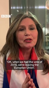 "What a fantastic day." Leave campaigner Mandy Childs, who ran as a Brexit Party candidate in 2019, came down to London to celebrate leaving the EU at a party in Parliament Square. bbc.in/3b1CrRd | BBC Politics