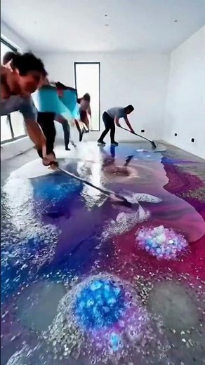 Colorful Powder Epoxy Floor transformation🔥😍🌈