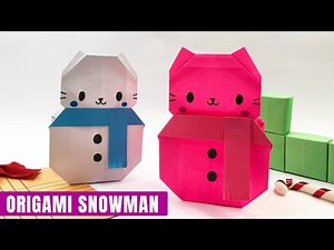How to Make an Origami Christmas Snowman | Easy Paper Craft Tutorial for Beginners
