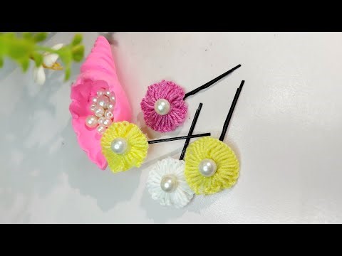 DIY Woolen Flower Hair Clip | Easy Pencil Trick for Cute Hair Accessories