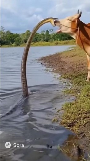 Snake Eat Cow #viral #snake #animals #nature #darkside #cow #cobra