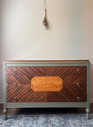 Art Deco Burled Veneer Dresser – 1930s Cactus Green Refinished Wood - Etsy Australia