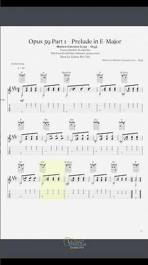 Op.59, Pt.1 - Prelude in E Major (Matteo Carcassi) for Classical Guitar