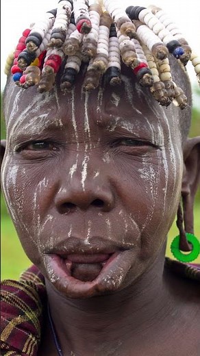 Mursi Tribe's Lip Plates and Ear Stretching #shorts