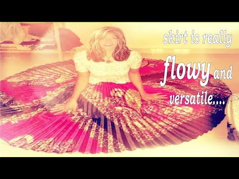 Wind Blows my Silky Floral Pleated Full Flared Maxi Skirt
