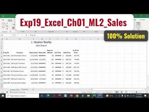 Exp19_Excel_Ch01_ML2_Sales | Exp19 Excel Ch01 ML2 Sales | excel ch01 ml2 sales #excelch1 #ml2 #sales