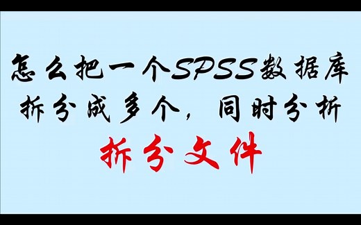 怎么把一个SPSS数据库拆分成多个，同时分析?(SPSS：拆分文件)
