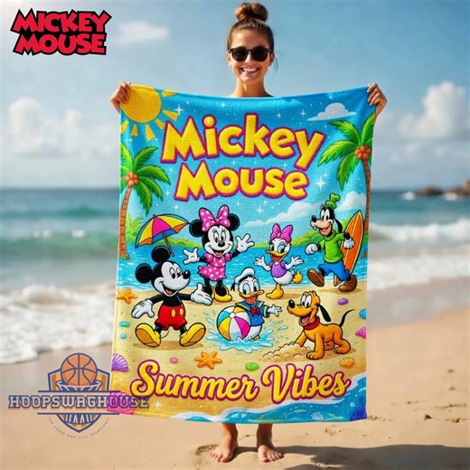 Mickey Mouse And Friends 2026 Summer Vibes Beach Towel - HoopSwagHouse