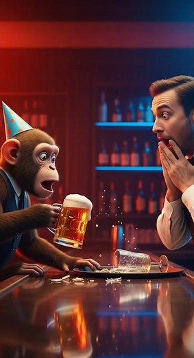 🙊 Monkey in a Bar The Hilarious Price Shock! 🍺😂 #mtk2funplay #shorts