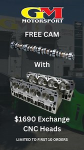 FREE Camshaft Offer – Limited Time Only!  Want a FREE camshaft? 勞 For a limited time, when you purchase a set of our famous Exchange V3 CNC Ported Heads, we’ll throw in a high-performance camshaft—completely FREE!  This April special won’t last long, and once it’s gone, it’s gone! Don’t miss out—upgrade your ride now! ⏳⚡  Grab your FREE camshaft today: https://www.gmmotorsport.info/cncheadsspecial | GM Motorsport | Facebook