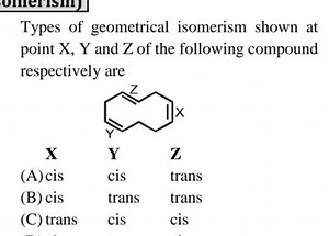 Types of geometrical isomerism shown at point \mathrm { X } , \... | Filo