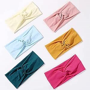 Artilady 6 Pack Wide Boho Headbands for Women - Soft Yoga Elastic Hair Bands for Girls Workout Running Sport Headwrap Non-slip Breathable (Spring Thunder)