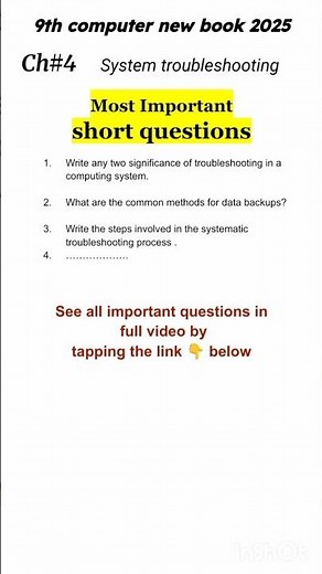 Class 9 computer New Book | Chapter 4 | important short questions | important questions #exam2026