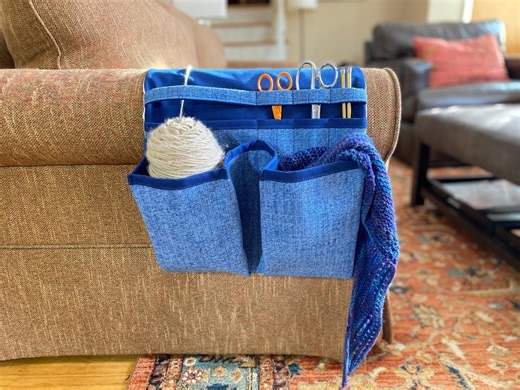 Extra Large Knitting Caddy. Armrest Knitting Holder. Sofa Arm Knitting Organizer for Yarn and Needles: Upholstery Fabric and Duck Canvas. - Etsy