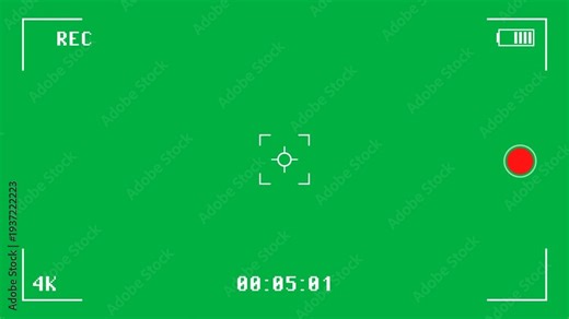 Camera recording interface with REC indicator flashing and timecode counting. Recording camera screen interface with alpha channel , Camera recording screen overlay. 4k video