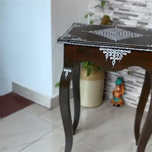 Deepika Velmurugan on Instagram: "High stool with beautiful carved legs gives the perfect traditional touch to your home , can be used to keep a good brass idol , a big brass pot with green plants with some books 🌟Made of superior quality of wood as u can keep it for genrations.. 🌟 Completely loved working on this.. For a dearest client 🌟35*20 inches 🌟I just loved working on this ,swipe to see more pics. Colours and design can be customized as per ur needs.. 🌟Dm for your orders. 🌟©️ Home2c