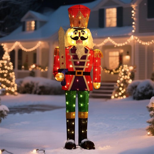 Starfree 61-inch Lighted Large Outdoor Nutcracker Christmas Decorations Indoor Christmas Yard Decoration Outdoor Lawn Decoration with LEDs for Holiday