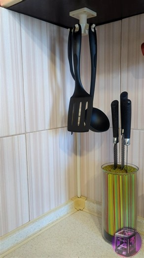 🍳✨ 3D Printed Under-Cabinet Utensil Holder #3DPrinting #KitchenOrganizer #UtensilHolder #SpaceSaving