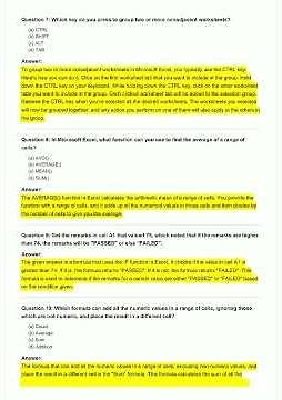 Microsoft Excel , Flashcards & Trivia Exam Ques video