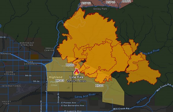 California Line Fire Update as Maps Show Blaze Spreading