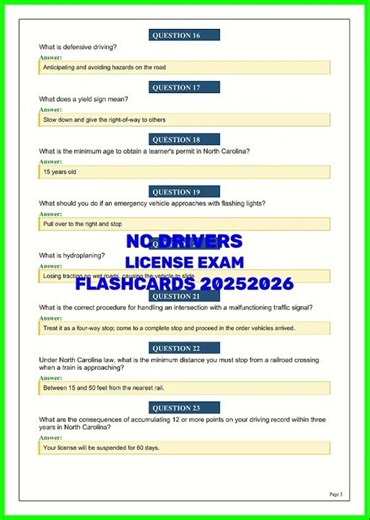 NC DRIVERS LICENSE EXAM FLASHCARDS 20252026 video