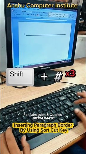 ⌨️Inserting Paragraph Border By Using Sort Cut Key... #shorts #ytshorts #computer #computereducation