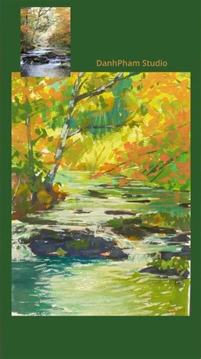Vẽ dòng suối #art #drawing #painting #gouache #landscape