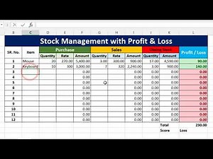Fully Automatic Profit & Loss Calculation in Excel | Stock Management with Profit & Loss in Excel