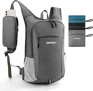 15L Hiking Backpack Travel Daypack Lightweight Small Foldable Packable Back Pack for Men and Women (Gray, 15L)