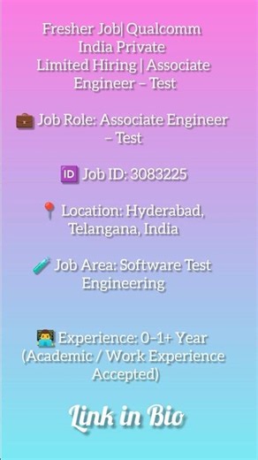 Qualcomm is hiring 💎 #softwaretesting #softwaretestingjobs #softwaretester #jobs #shorts