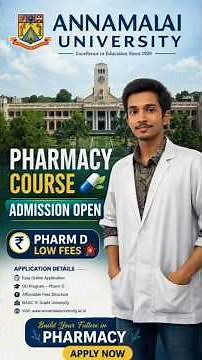 Annamalai University Pharmacy Admission 2026 💊 | Pharm D Low Fees 🔥