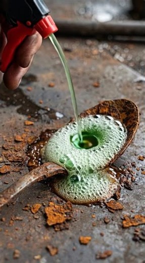 Rust Removal from Old Metal Spoon 🥄 | Satisfying Acid Cleaning Macro