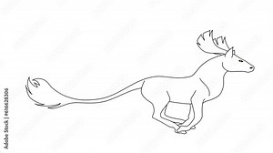 2d Hand Drawn Animation, Fiction Animal Character Jumping (Part 10) On Isolated White Background