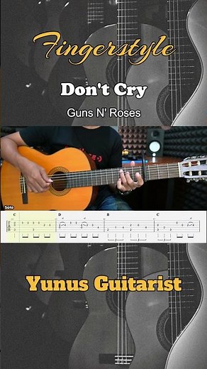 [SOLO] Don't Cry - Guns N' Roses - Fingerstyle Guitar Tutorial + TAB & Lyrics #fingerstyleguitar