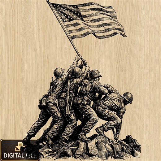 Iwo Jima Flag Raising Engraving | Patriotic Laser Cut File (SVG, PNG) - Etsy
